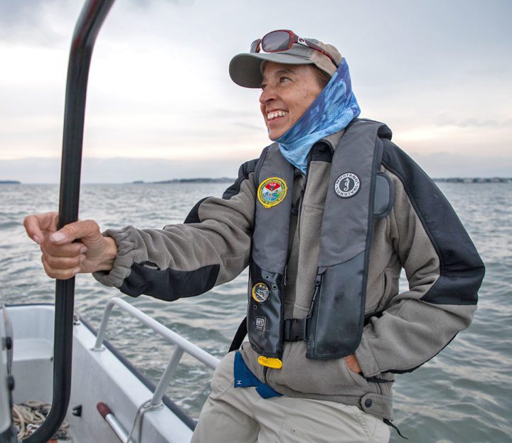 State wildlife biologist Felicia Sanders takes a special pride in the Whimbrel roost on Deveaux Bank, not for her discovery, but for her state. “It’s something special,” she says, “that is maybe nowhere else in the world.” Photo by Andy Johnson.